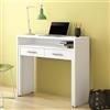 Dmora Scrivania Tonga 99x37x87h cm Bianco Modulabile 2 Cassetti, un Vano