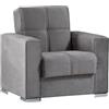 Dmora Poltrona Jose, Poltrona Contenitore da Salotto trasformabile in Letto, Poltroncina Relax Apertura Click-clack, 94x85h91 cm, Grigio