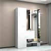 Dmora - Mobile da ingresso Vilmaro, Armadietto multifunzione a 2 ante, Appendiabiti da parete con 2 specchi, 140x35h190 cm, Bianco