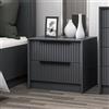 Dmora Comodino Lucida 45x45x53h cm Nero Antracite 2 Cassetti Un Ripiano, Apertura Scorrevole