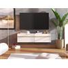 Dmora Mobile Porta TV Matsuyama 128x42x32h cm Bianco Crema Un Ripiano 2 Vani, 2 Ante