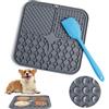 Romon Tappetino Leccare Cane, 20x20cm Cane Pad Leccare con Spatola Silicone, Senza BPA Tappetini Leccare Cani con Ventosa, Licking Mat per Bagno Toelettatura Addestramento Curarlo (Grigio)