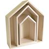Artemio - Set di 3 mensole Casa a Decorare, Legno, Beige, 30 x 10 x 34,5 cm