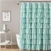 Lush Decor Tenda da doccia con volant | motivo floreale vintage chic stile fattoria, turchese chiaro, 182,9 x 182,9 cm