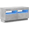 vidaXL Mobile Porta TV con Luci LED Grigio Cemento 80x35x40 cm