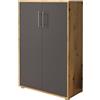 Dmora Armadio Multiuso 2 Ante Izu 79x118h cm Marrone Rovere Cassetti 4 Ripiani, 2 Ante