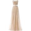 Allure Evening Completo Donna in tulle e strass, Beige