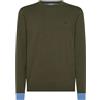 Sun68 Maglia Uomo Gomiti a Contrasto in Misto Lana Merino e Cotone, Verde Militare