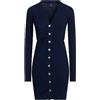 Pinko Abito Donna in Misto Lana a Costine con Bottoni Logati, Blu Navy