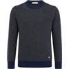 Manuel Ritz Maglia Uomo Girocollo in Microlavorazione a Contrasto, Blu Navy