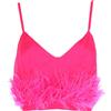 Imperial crop top con piume, Fucsia