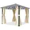 TOOLPORT Gazebo giardino 3x3 m, alluminio, tetto policarbonato 8 mm, beige