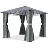 TOOLPORT Gazebo giardino 3x3 m, alluminio, tetto policarbonato 8 mm, grigio