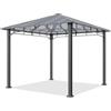 TOOLPORT Gazebo giardino 3x3 m, telaio alluminio, tetto policarbonato 8 mm