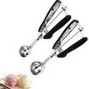 CoralHarven 2 Pezzi Porzionatore per Gelato in Acciaio Inox, 3 cm e 4 cm, con Grilletto e Comodo Manico Antiscivolo, Resistenti, per Gelato, Cottura, Anguria (Nero) (Nero)