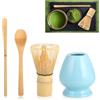 Hisdricus Matcha kit - Set Matcha Azzurro Cielo con Frustino da Matcha, 2 Cucchiai per Matcha, Porta-Frustino in Ceramica, Set Artigianale Giapponese, Facile da Pulire, Trovare armonia nel rituale del tè