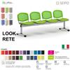 SEIPO LOOK MESH LR0146G panca 4 posti strutture grigia schienale rete Ecopelle D2 SEIPO
