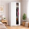 Dmora Guardaroba 2 Ante Giovo 52x184h cm Bianco Appendiabiti un Ripiano, Armadio Camera da Letto 2 Ante