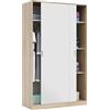 Habitdesign - Armadio a 2 ante scorrevoli, con 3 ripiani, dimensioni: 200 x 120 x 50 cm