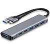 MONTY SOUL Hub USB-C 7 in 1, Multiporta con 4 Porte USB-A e 2 Porte USB-C | Adattatore USB e USB-C Integrato, Trasferimento Dati 5 Gbps, Plug & Play per PC