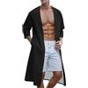 Zanisouta - Accappatoio da uomo estivo cardigan lungo giacca a vento da spiaggia kimono happi giapponese haori primavera camicia da notte Eid abito marocchino stampato a colori a manica lunga, O nero