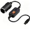 TKSE Adattatore da USB-C a accendisigari, convertitore da 5 V a 12 V, con indicatore di voltmetro, tensione regolabile 9 V/12 V/15 V/20 V, adatto per caricabatterie auto, registratore di guida, dash
