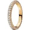 PANDORA Timeless Anello a fila singola con pavé placcato in oro 14k e zirconia cubica trasparente, 60