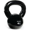 TREXO Kettlebell 4kg in Ghisa con Rivestimento in Vinile per Fitness a Casa e Attrezzi Palestra Casa Manubrio Professionale Peso con Maniglia Nero VKB04