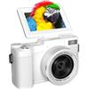 INF Fotocamera Digitale 5K Ultra HD 64MP WiFi con Schermo Ribaltabile e Obiettivo Macro Bianco