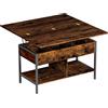 HOMCOM Tavolino da salotto sollevabile ed estensibile con vano nascosto, 98x49x55 cm, Marrone rustico | Aosom Italy