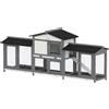 PawHut Conigliera a 2 piani in legno con recinto e vassoio estraibile, 230x53x93,5 cm | Aosom Italy