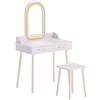 AIYAPLAY Set Toeletta Trucco Bambina con Sgabello, Specchio in Acrilico, LED a 3 Colori, 2 Cassetti, 3-8 Anni, Rosa | Aosom Italy