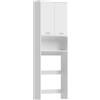 HOMCOM Mobile sopra lavatrice con 2 ante e vano aperto, 66x24x191 cm, Bianco | Aosom Italy