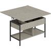 HOMCOM Tavolino da salotto sollevabile e allungabile con vano nascosto, 98x49x55 cm, Grigio | Aosom Italy