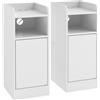 HOMCOM Set 2 comodini con stazione di ricarica, armadietto e ripiano, 25x30x60 cm, Bianco | Aosom Italy