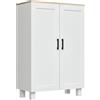 HOMCOM Credenza stile nordico con 2 ante, ripiano regolabile e base rialzata, 60x30x90 cm, bianco | Aosom Italy