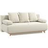 HOMCOM Divano letto con schienale regolabile, vano contenitore e tessuto a coste, beige | Aosom Italy