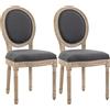 HOMCOM Set 2 sedie da pranzo stile Luigi XVI con seduta e schienale effetto lino, grigio | Aosom Italy