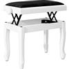 HOMCOM Panca per pianoforte regolabile 45-56 cm con seduta in velluto, bianco | Aosom Italy