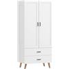 HOMCOM Armadio guardaroba con 2 ante soft-close, 2 cassetti e appendiabiti, 80x54x180 cm, Bianco | Aosom Italy