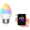 Levitantes Lampadina intelligente E27 LED tipo candela con Wi-Fi compatibile con Alexa, Google Home, lampadina intelligente 6.5W 555LM luce calda e naturale dimmerabile + RGB