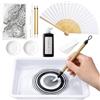 ReliThick Suminagashi - Kit per pittura marmorizzata ad acqua, 50 pezzi | Artigianato giapponese con vassoio, vernice, pennelli, ventaglio, aghi, idroimmersione, texture marmorizzata