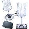 Silwy® - Bicchieri magnetici in plastica high-tech, con sottobicchieri in nano gel metallici, bicchieri da campeggio antiscivolo, accessori per barche e yacht (da vino, 0,2 l, set da 2)