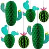 LLMSIX 6 decorazioni per feste a forma di cactus da appendere, a nido d'ape, a tema messicano, per tavoli, centrotavola, adatte per compleanni, aule, vacanze, feste, decorazioni (verde)