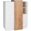 Vente-unique - Credenza alta, 3 porte e 2 nice, colore: bianco e rovere