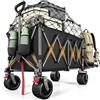 YEAUPE PRO Carrello Spiaggia XXXL Ruote 360° Tutti Terreni Nero Corvino | Carrello da spiaggia pieghevole con ruote grandi girevoli, rete elastica, capacità 200-300L e carico max 250kg per outdoor