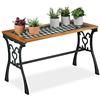 Relaxdays Tavolo da Giardino, Esterno, Design Vintage, Legno & Ghisa, 58 x 98 x 47 cm, Tavolino da Balcone,Naturale/Nero