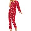 Zanisouta Pigiama da donna in flanella, set da 2 pezzi, camicia a maniche lunghe e pantaloni, casual, morbido, accogliente, pigiama a maniche lunghe, comodo set da notte