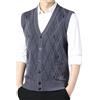 Cexiakong Gilet lavorato a maglia da uomo, senza maniche, con scollo a V, in cotone, maglione aperto sul davanti da uomo, gilet lavorato a maglia, casual, tinta unita, L