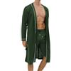 Cexiakong Kimono da uomo, casual, con scollo a V, a V, a maniche lunghe, in tinta unita, accappatoio giapponese, da sauna, con tasca, O verde scuro, M